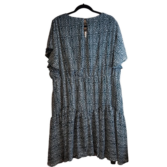 NEMIDOR WOMEN'S DRESS 24 LINED GREEN‎ WHITE BOHO FIT N FLARE SHORT BELL SLEEVE - Picture 5 of 8